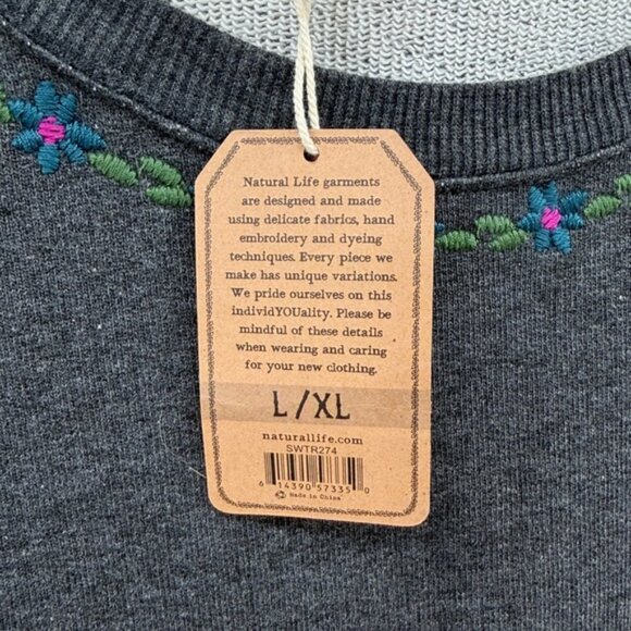 Natural Life Women's Be the Change Split Side Sweatshirt - Gray - L/XL - NWT - Picture 6 of 9